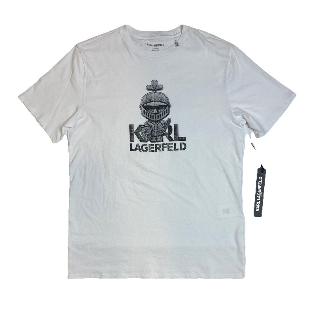 Karl Lagerfeld Paris Men's White Short Sleeve Logo T-Shirt Size Medium